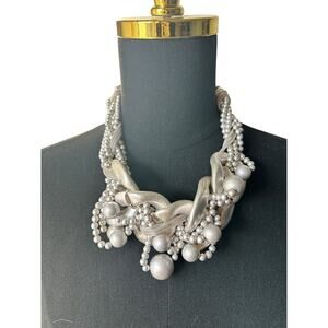 Tracy Lynn Silver-Tone Industrial Glam Multi-Strand Statement Necklace 20” Chain